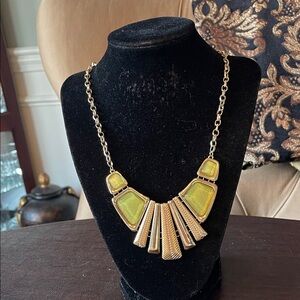 #146- LIVE SHOW - Gold-Tone Necklace with Lime Green Enamel Accents